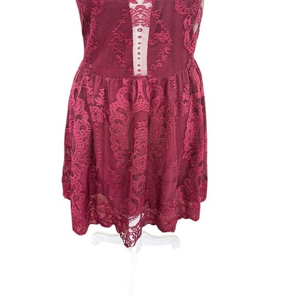 For Love & Lemons Red Lulu Lace Sheer A-Line Mini Dress Size S - Picture 5 of 13